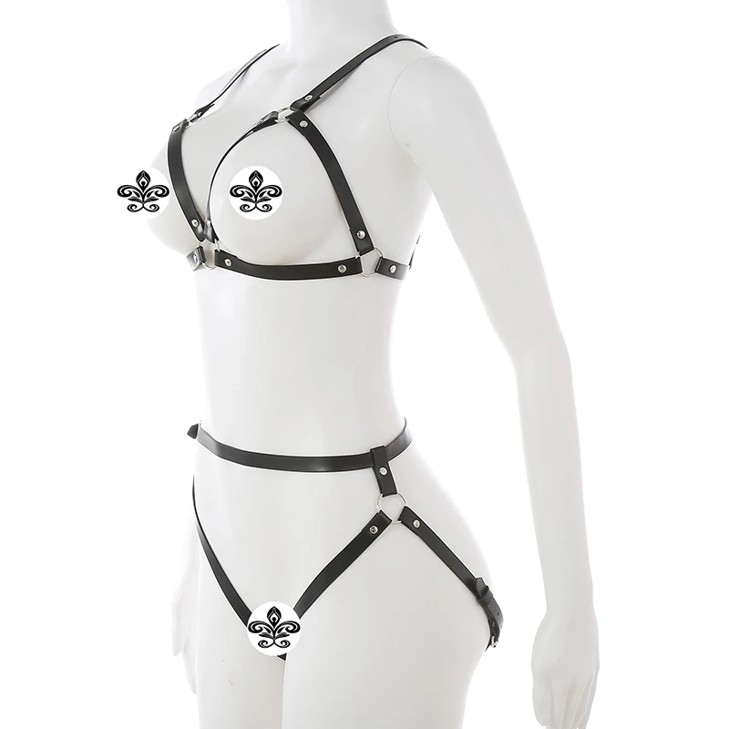 

Punk Women Sexy Leather Harness Sets Bondage Body Straps Chest Harness Cage Gothic Garter Belt Suspenders Fetish Belt Garters
