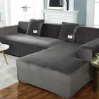 Бархатный плюшевый L-образный чехол для дивана, эластичное покрытие для мебели в гостиной, Натяжной угловой диван, S1090