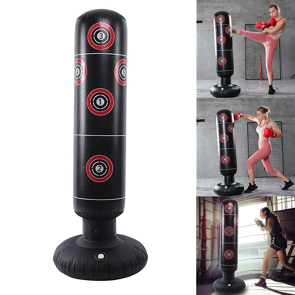 

1.6M Vertical Inflatable Boxing Column Fitness Decompression Hitting Thickening Foldable Easy To Move Punching Heavy Tower Bag