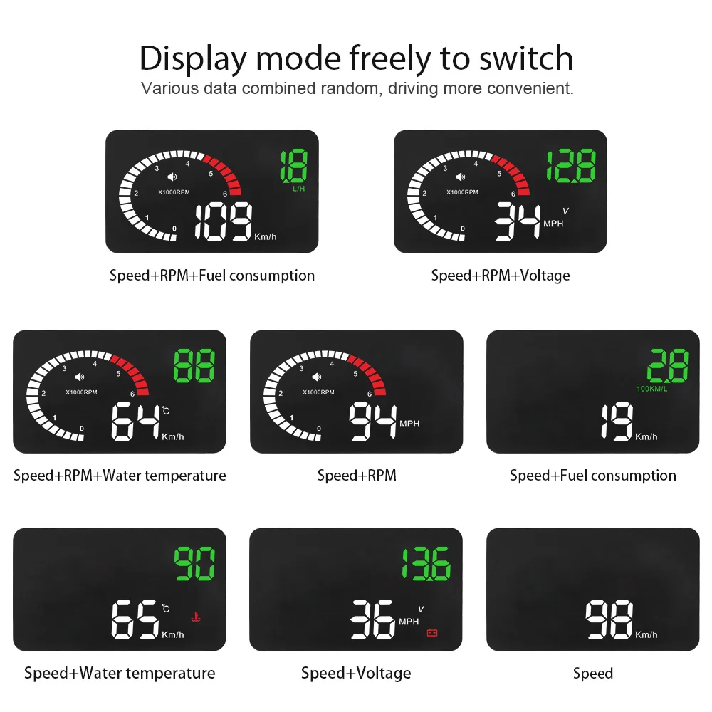 Автомобильный дисплей X6 OBD2 II HUD на лобовое стекло 3 дюйма Предупреждение о