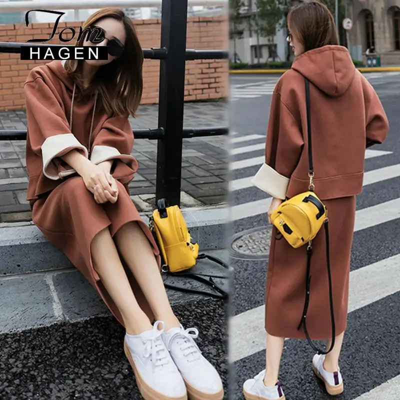 Женский комплект из двух предметов большие размеры Корейская юбка и топ