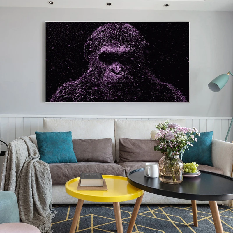 

Animal Wall Art Decoration Modern Canvas Painting Purple orangutan Posters And Prints Monkey Pictures For Kids Room Home Decor