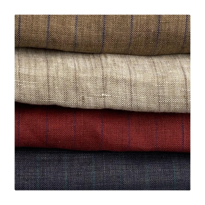 

Width 55'' Solid High End Comfortable Soft Striped Linen Fabric By The Yard For Shirt Pants Suit Dress Material