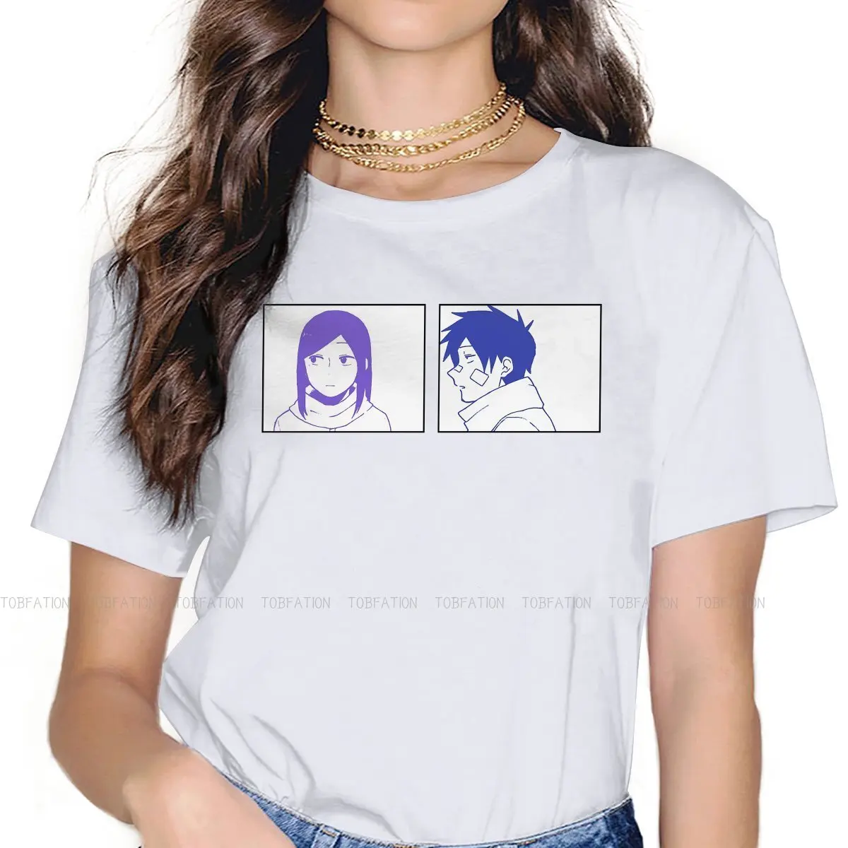 

Blue Couple Round Collar TShirt My Senpai is Annoying Pure Cotton T Shirt Woman's Clothes Fashion Fluffy Big Sale