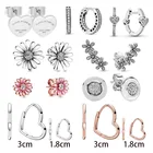 Женские серьги-гвоздики из серебра 925 пробы, в виде цветка маргаритки, сердца