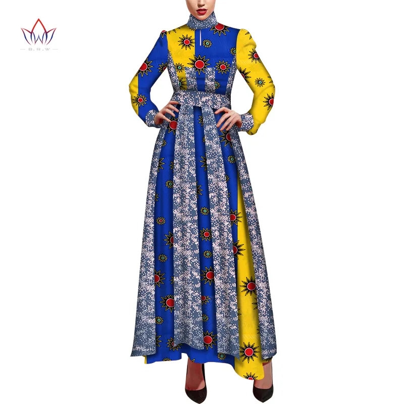 new Danshiki Africa Dress for Women Bazin Riche Sexy Wedding Party long sleeve long Dress Traditional African Clothing WY5677