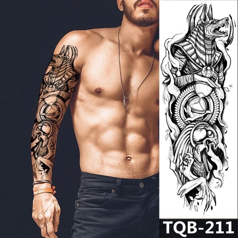 Водостойкая Временная тату-наклейка волк Воин на всю руку большой рукав тату