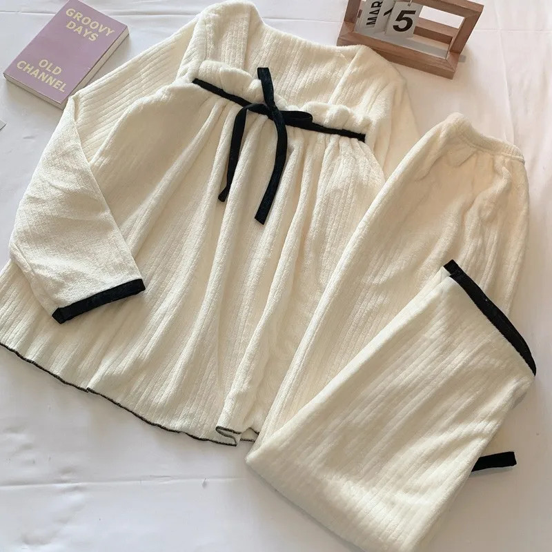 Мягкие бархатные пижамные комплекты из кораллового бархата женские элегантные