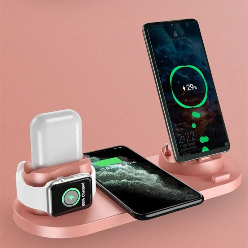 

6 in 1 Fast Wireless Charger 10W Fast Charge For Apple Watch 6 5 4 Airpods Pro For iPhone 11 12Pro Max XS XR 8 Pius Fast Charger