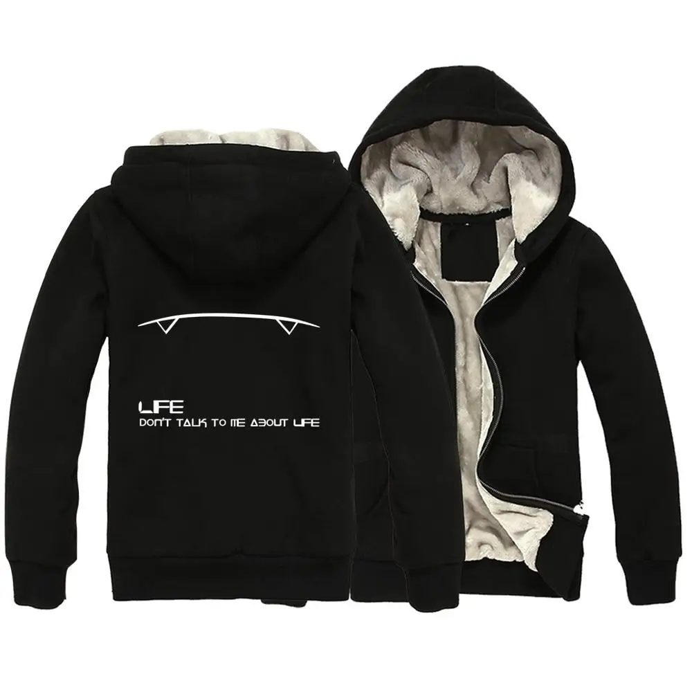 

LIFE DON'T TALK TO ME ABOUT LIFE Robot Marvin Man Boy Parkas Full Zip Coat Plus Velvet Autumn Winter Couple Clothes ZIIART