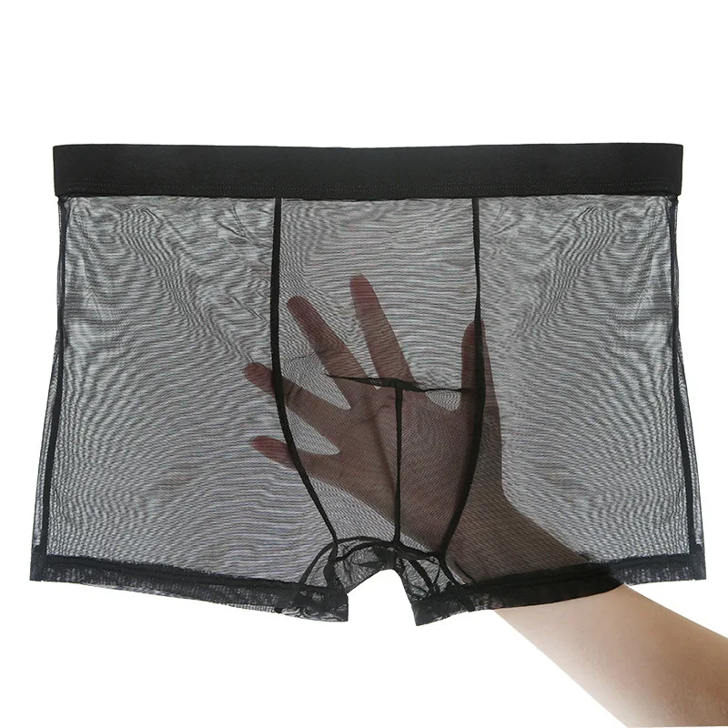

Sexy Men Seamless Underwear Pants Mens Ultra-thin Transparent Boxershorts Male Mid-rise Mesh Slips Homme Panties Boxer Shorts