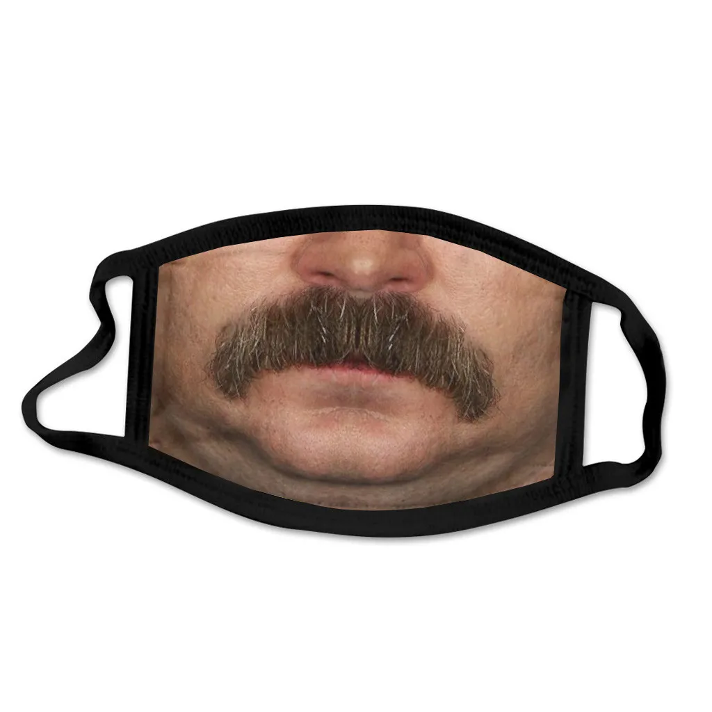 Mustache Beard Face Cover Washable Reusable Custom Printed Comfortable Fabric Halloween mask Respirators Mask Cotton | Безопасность и