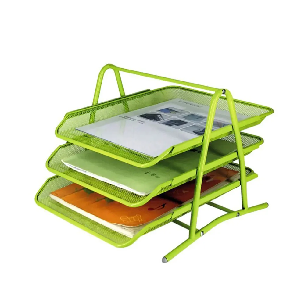 

3 Tiers Metal Mesh File Organizer Document Desktop Paper Tray Holder Magazine Rack For Home And Office
