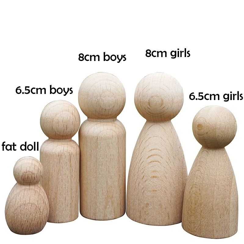 

10 PCS Wood Crafts Girls And Boys Diy Handmade Blank Home Decoration Baby Toys Peg Dolls Wooden Crafts For Baby Room