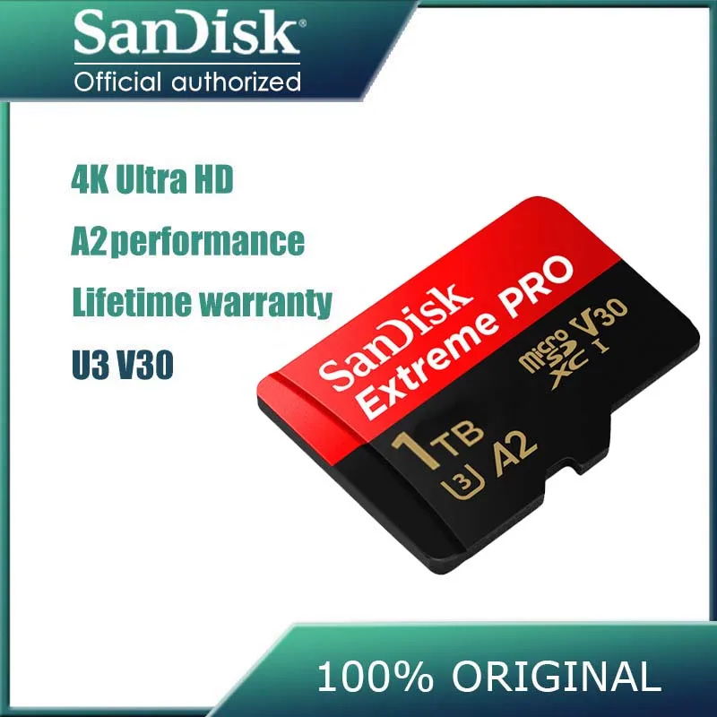 Карта памяти SanDisk Micro SD Extreme PRO 1 ТБ 400 ГБ 256 128 64 U3 V30 A2 32 A1 флэш карта TF 4K MicroSD|Карты