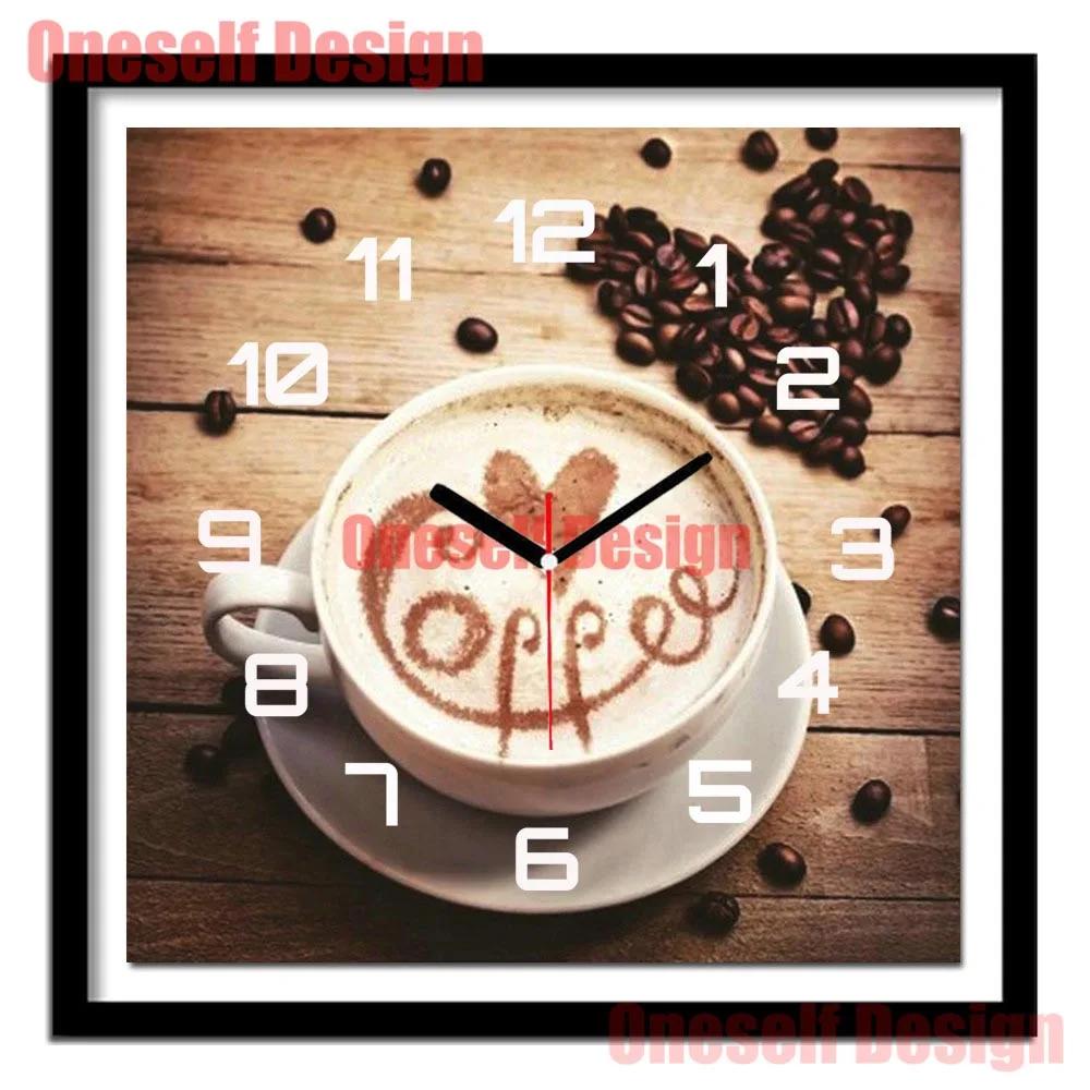 Алмазная живопись сделай сам 5d и часы кофе сердце вышивка полный набор декор