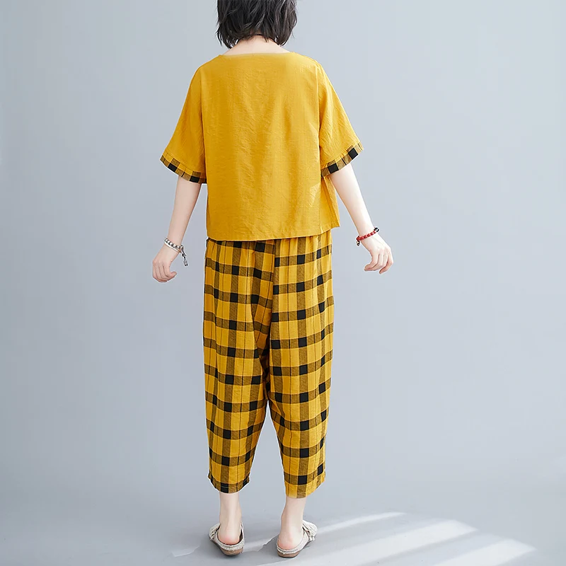 

Plus size Women's sets Two Pieces Set Women tshirt Tops + Loose Casual Harem Pants Woman Summer Suits conjuntos de mujer