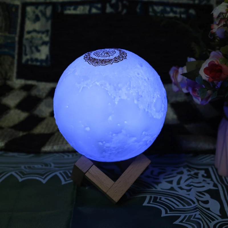 Коран Bluetooth-совместимый динамик Лунная лампа с поддержкой полки приложение для