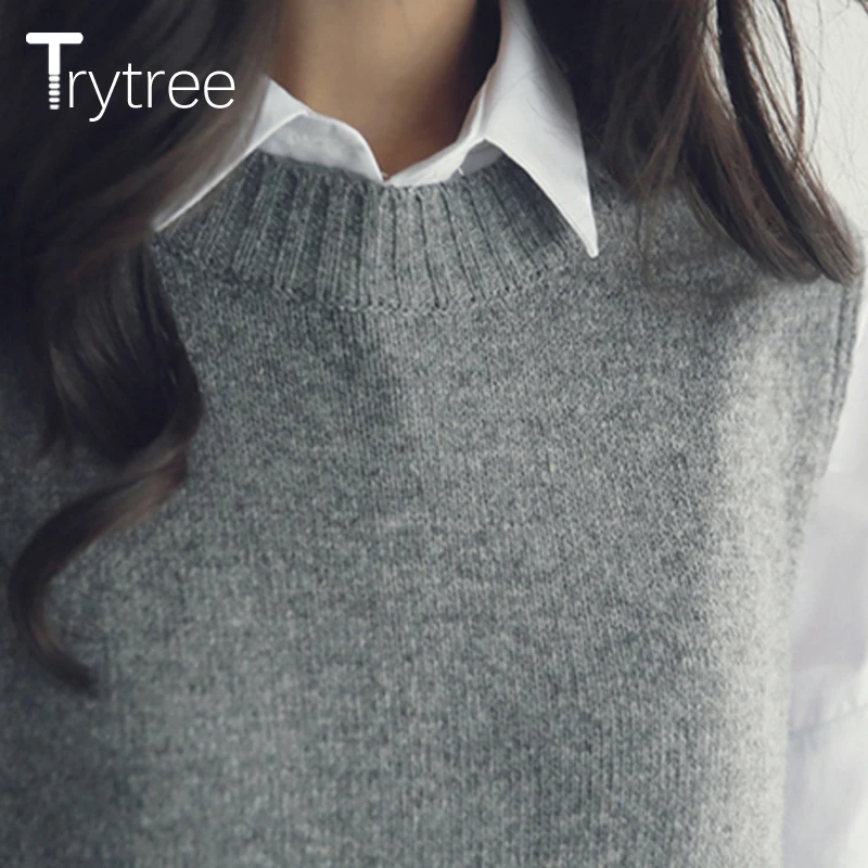 Trytree 2020 осенне зимнее женское Повседневное платье с круглым вырезом трикотажное