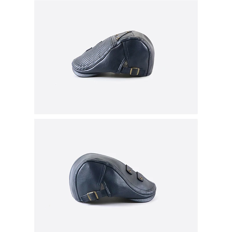 Кепка с козырьком для мужчин среднего возраста из искусственной кожи однотонная