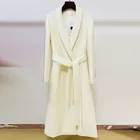 Минималистичный Французский Топ, Роскошные зимние пальто для женщин, с поясом, с одной пуговицей, воротник-шаль, шикарное женское длинное пальто из смесовой шерсти