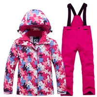 childrens snow clothing snowboarding suit sets waterproof sports wear boy or girl ski jacket and strap snow pant kids costume