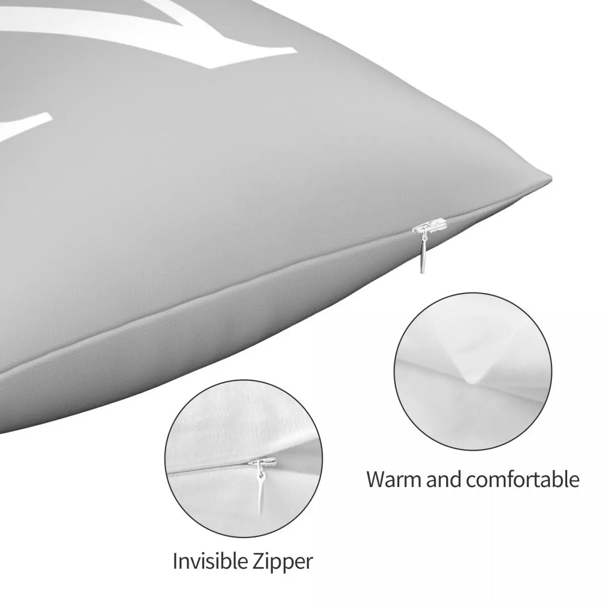 Серебристо-серый базовый квадратный чехол для подушки с монограммой