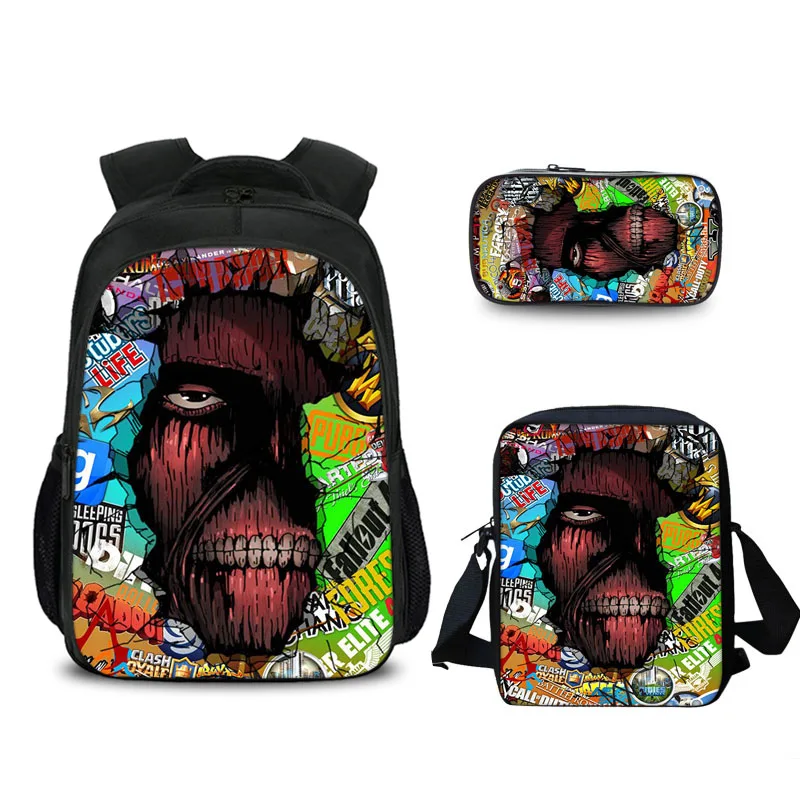 Набор из 3 предметов с принтом атака на титанов школьный ранец плечо для учеников
