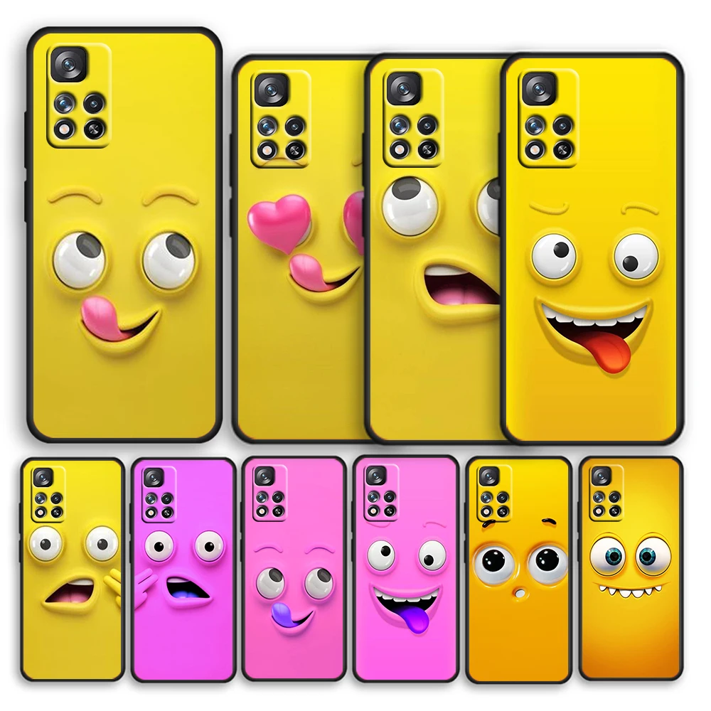 

Funny Face Cute for Xiaomi Redmi Note 11 10S 10T 9T 9S 8T 7S 6 5A 4X Pro Max 5G 2021 Soft Black Phone Case Cover