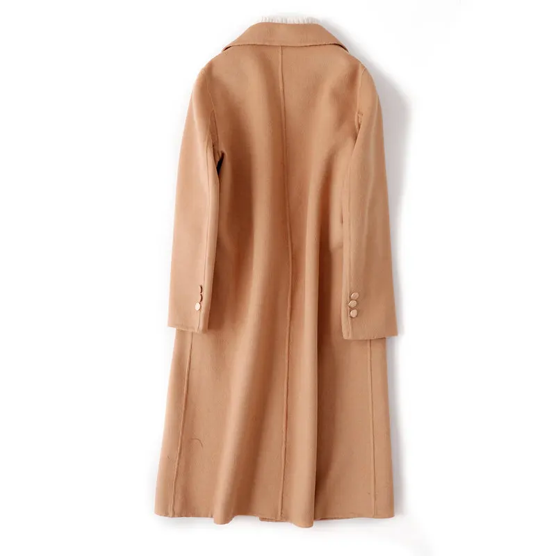 

JCHB 2021 doll 100% led Wool coat long double sided cashmere coat female new winter loose high-end woolen overcoat khaki coat sp