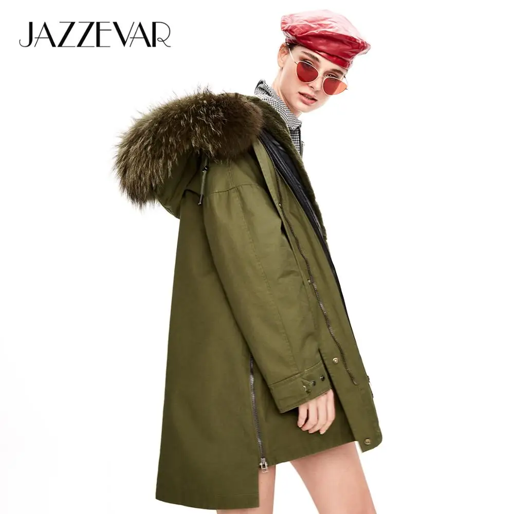 JAZZEVAR 2019 Winter new arrival women coat high quality mid-length fashion style parka with real fur warm women  coat K9036