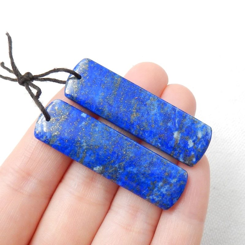 По выгодной цене, по 1 паре, Натуральный камень Lapis Lazuli драгоценный камень серьги из бисера 45x13x4 мм 12,8 г Модные украшения серьги для Для женщин