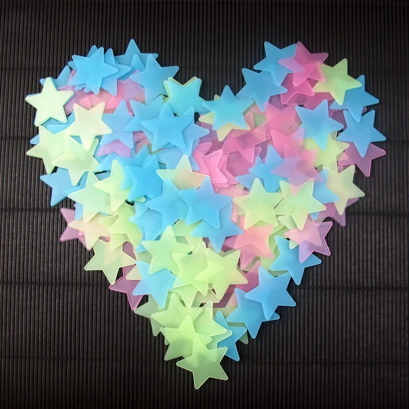 3D Stars Glow In The Dark Fluorescent Luminous on Wall Sticker for Kids Room Living Decor Home Decoration Stick | Дом и сад
