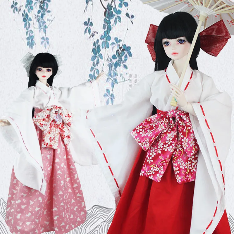 

1/3 1/4 1/6 BJD Doll Accessories Clothes For Dolls Skirt Dress Inuyasha Kimono Japanese Style Clothes Kimono