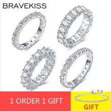 BRAVKIS แหวนแต่งงาน Eternity แหวน Zirconia ผู้หญิง CZ คริสตัลสัญญาแหวนนิ้วมือเครื่องประดับ Bague BUR0279