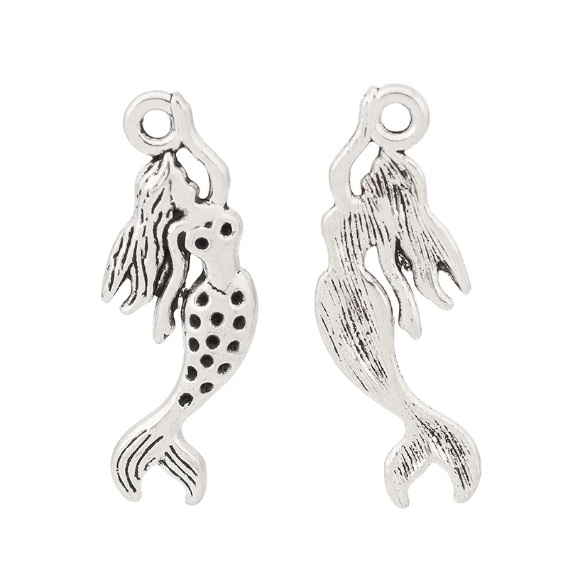 

ZXZ 10pcs Tibetan Silver Mermaid Nautical Charms Pendants Beads for Jewelry Making Findings 35x13mm