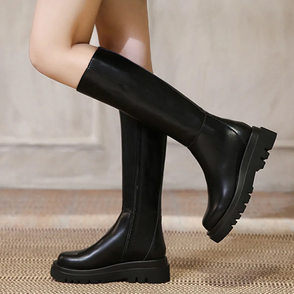 

Женские сапоги до середины икры riason ini, модные сапоги на массивной толстой подошве в стиле панк, 2021