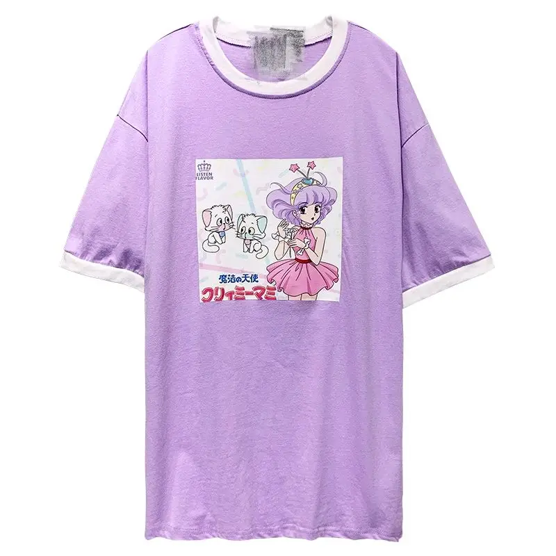 

Harajuku Japan Style Oversize T shirt Tops Schoolgirl Kawaii Cartoon Graphic Tees Shirts Women Summer Loose Style Tops T-shirt