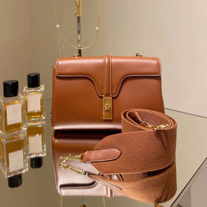 

2021 New Luxury Brand Teen Soft16 Lock Buckle Wide Shoulder Strap Large Capacity Commuter Shoulder Messenger Bag for Women hot