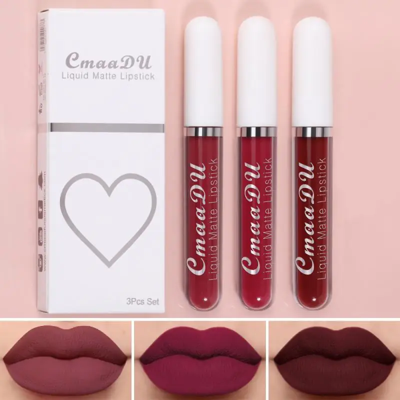 

3Pcs/set Lipstick 18-color Matte Velvet Waterproof Long Lasting Non-fading Makeup Lip Gloss Cosmetics Kit for Women Lipstick Set