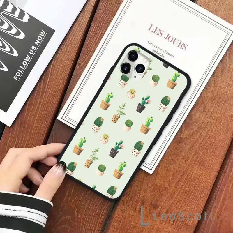 

Cartoon cactus cute Phone Case for iPhone 11 12 pro XS MAX 8 7 6 6S Plus X 5S SE 2020 XR Soft silicone