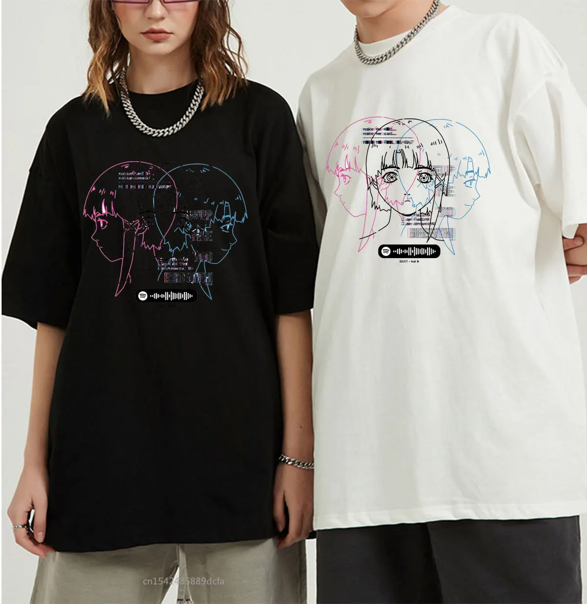 

Serial Experiments Lain T Shirts Japanese Glitch Aesthetic Short Sleeve Manga Anime Tee Tops