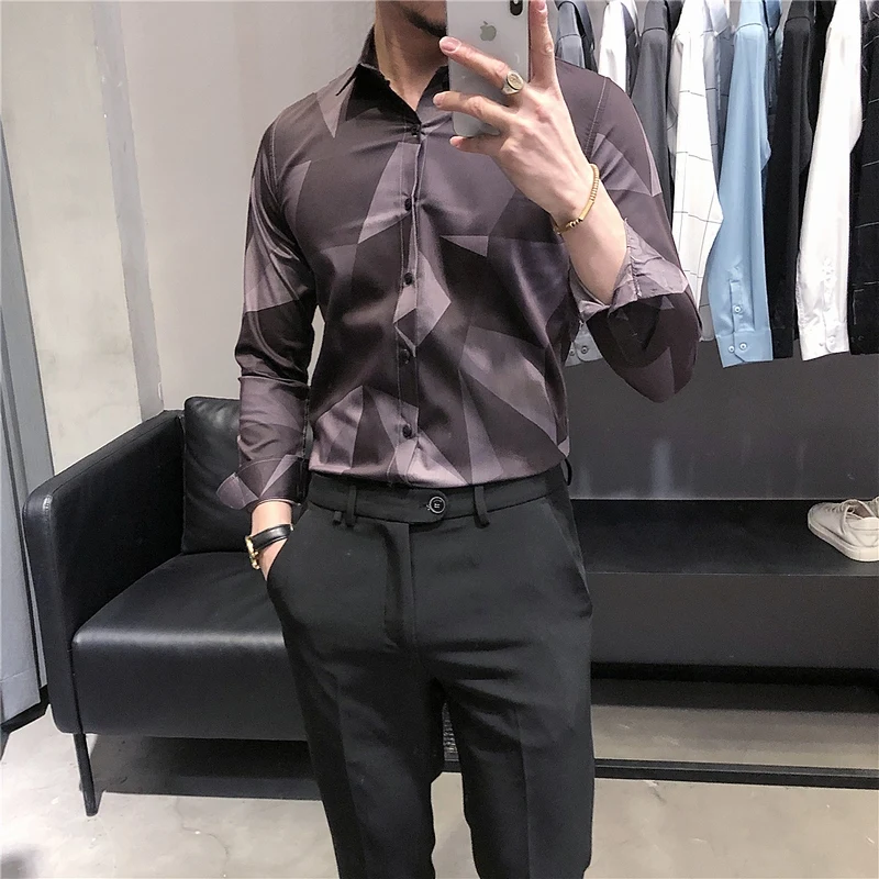 

Loldeal British Style Long Sleeve Shirt Fashion Slim Polyester Buttons