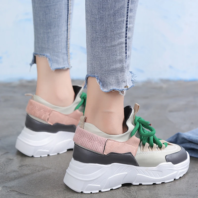 Новинка женские кроссовки на плоской подошве Прогулочные Femme сезон весна осень
