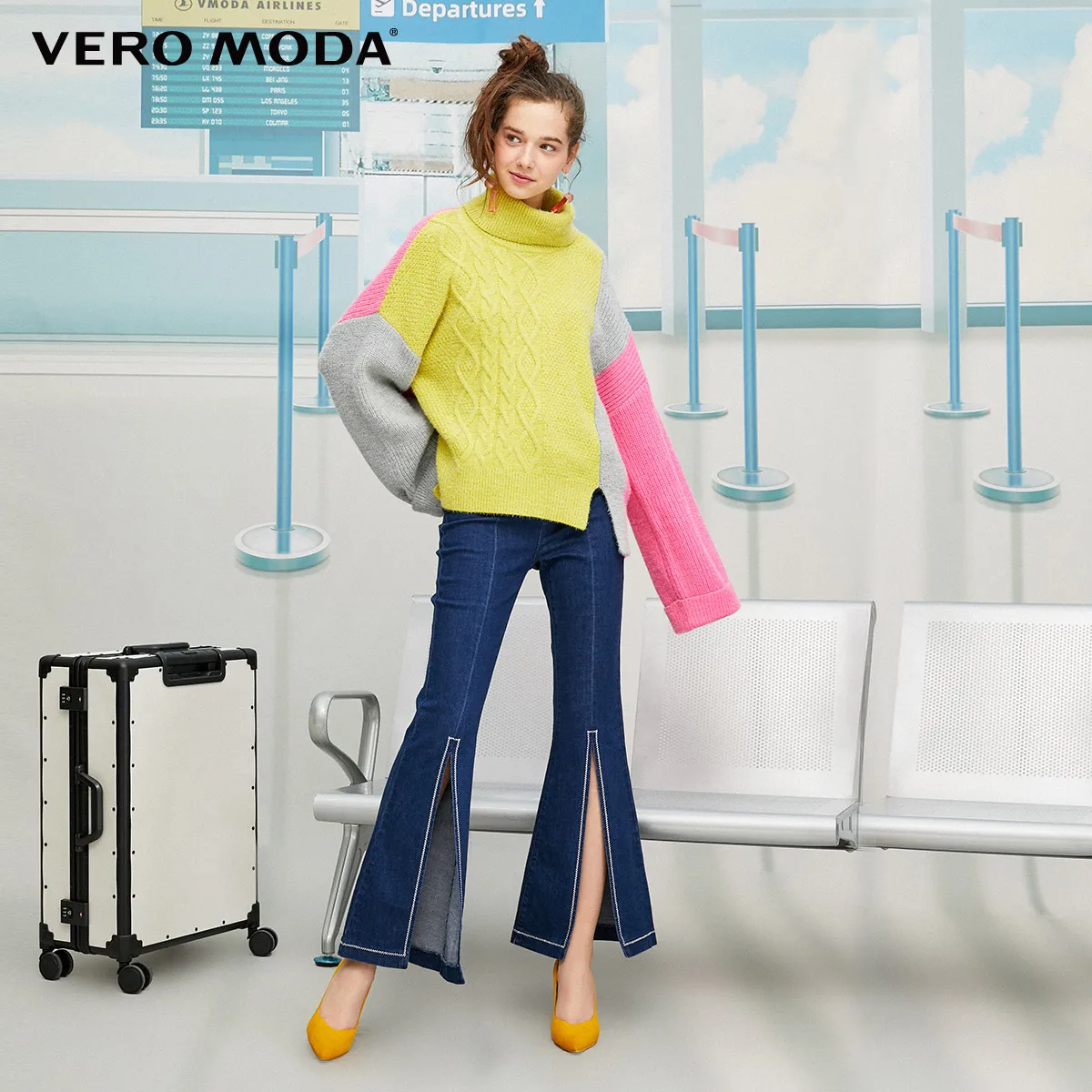 Зимний цветной свитер с высоким воротом Vero Moda | 319413557 Женская одежда