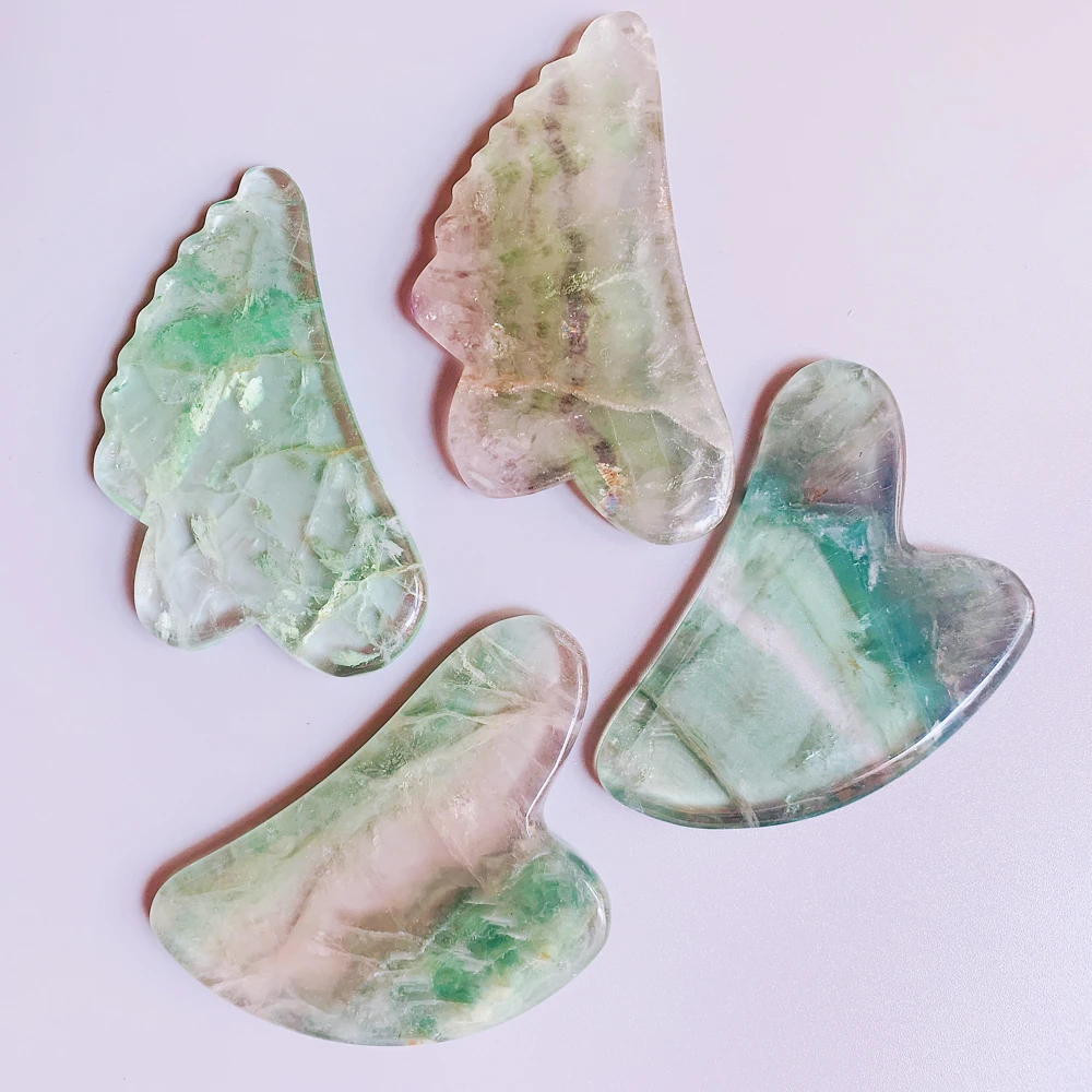 Косметический массажный гребень Gua Sha натуральный флюорит Guasha Board SPA Акупунктура