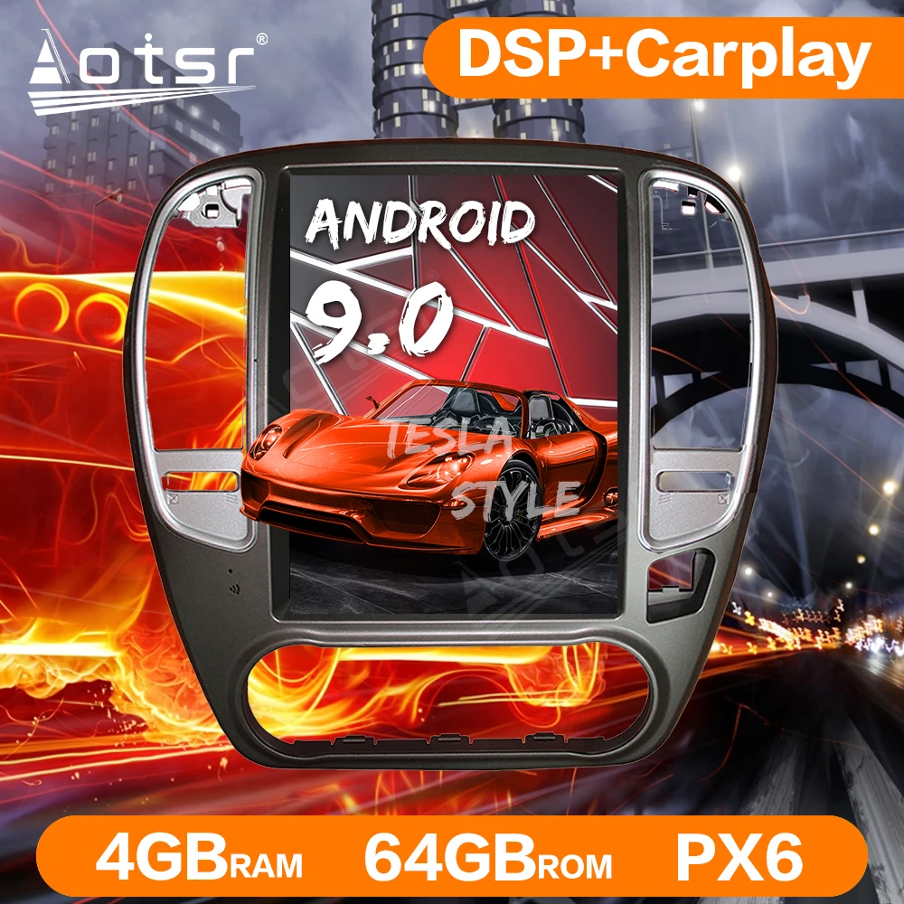 

For NISSAN SYLPHY 2005-2012 Android 9.0 4GB+64GB Tesla Style Car Radio GPS Navigation Head Unit Multimedia Player Bluetooth WIFI