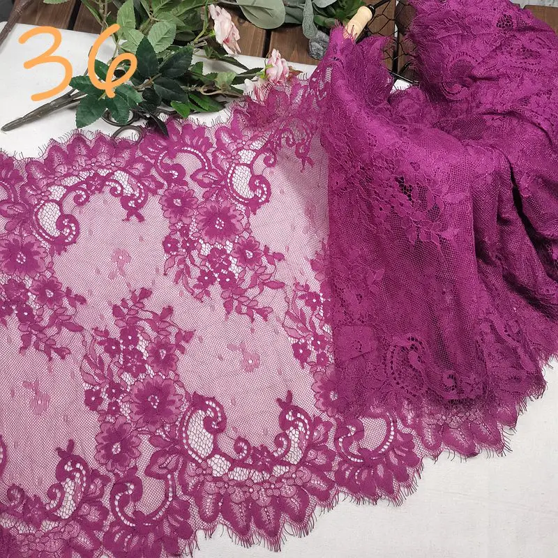 

3m/lot Width 40cm Eyelash Lace Trim Purple Green Pink For Clothing Accessory Dress Sewing Applique Costume Lace Fabric