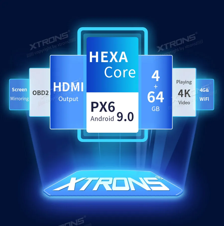 XTRONS 7 ''PX6 Android 9,0 Универсальный 2 Din Автомобильный мультимедийный радио аудио стерео плеер gps навигация Bluetooth 5,0 HDMI USB без DVD