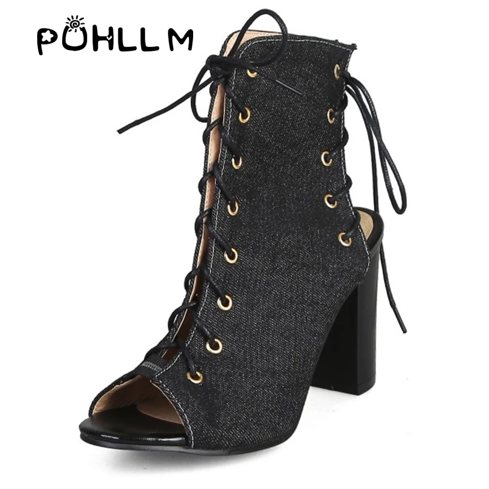 Новинка 2019 года сезон весна женские ботинки на шнуровке с открытым носком